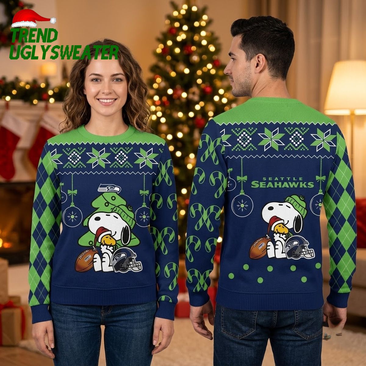 seattle seahawks snoopy and woodstock football christmas ugly christmas sweater seattle seahawks snoopy and woodstock football christmas ugly christmas sweater