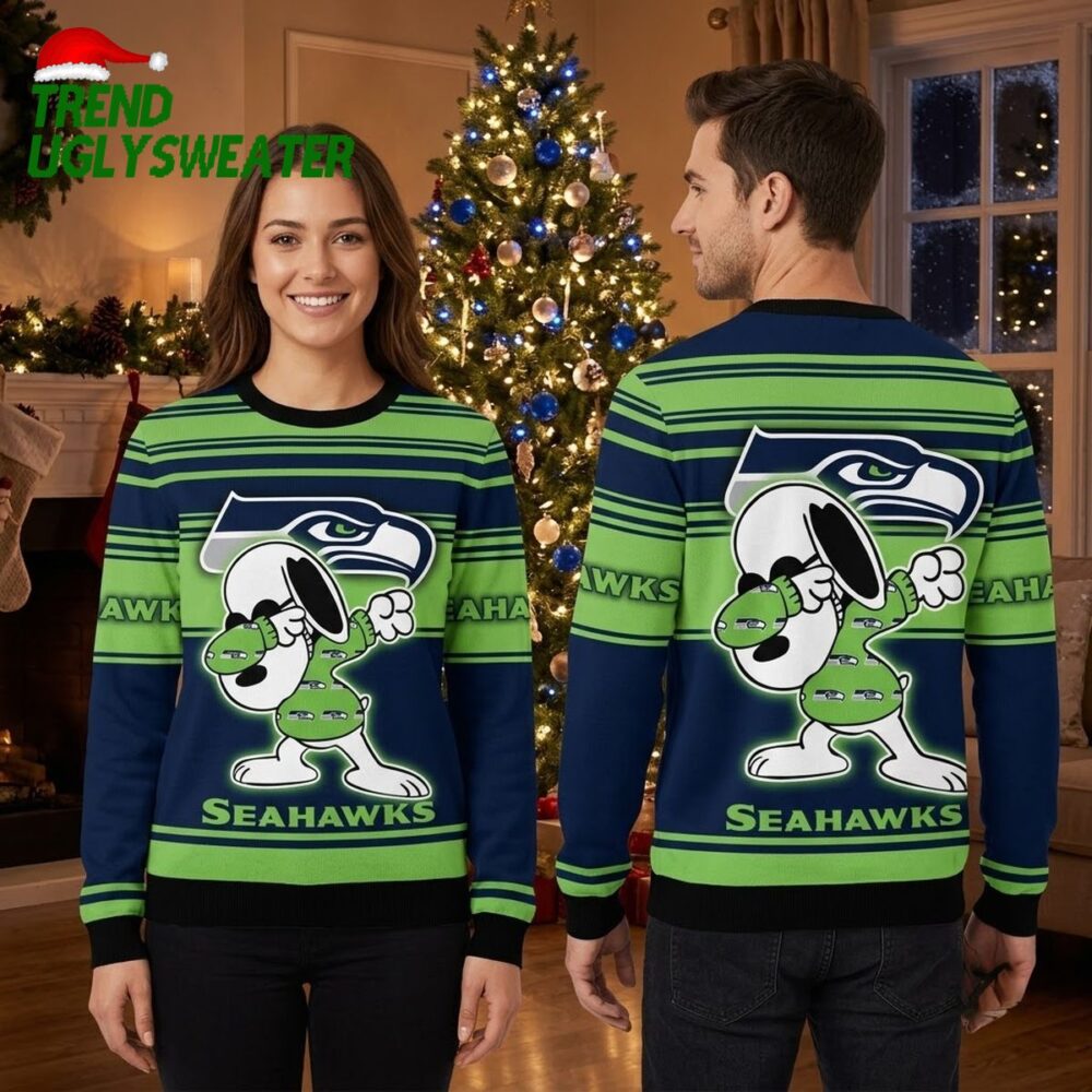 seattle seahawks snoopy dabbing ugly christmas sweater