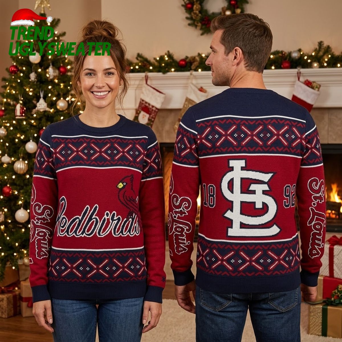 st louis cardinals 1892 redbirds logo ugly christmas sweater st louis cardinals 1892 redbirds logo ugly christmas sweater