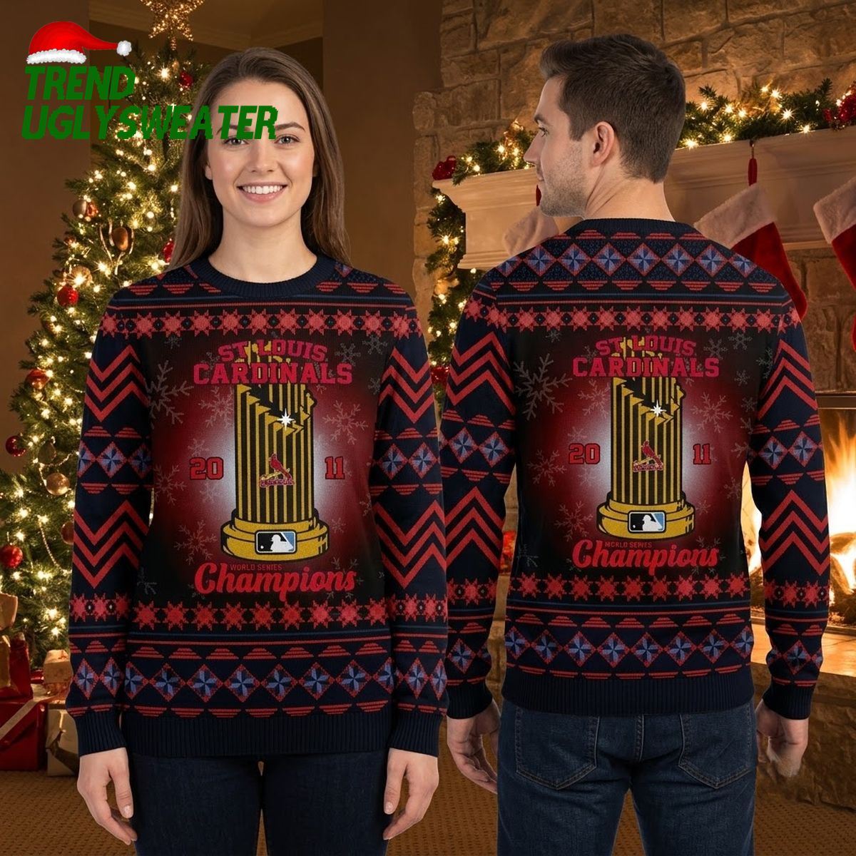 st louis cardinals 2011 world champions trophy ugly christmas sweater st louis cardinals 2011 world champions trophy ugly christmas sweater