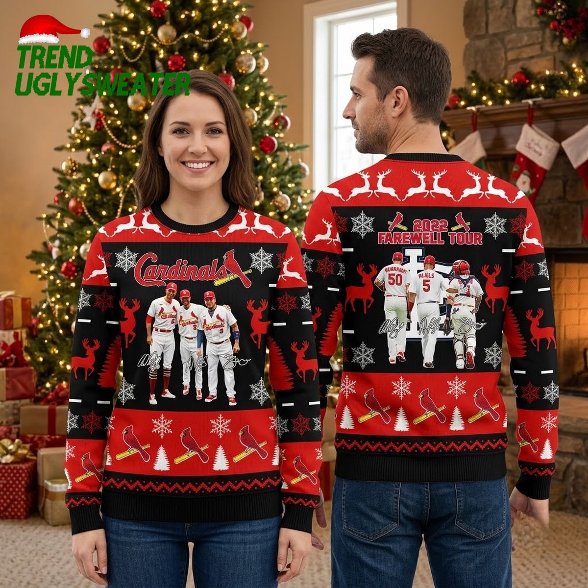 st louis cardinals 2022 farewell tour player collage ugly christmas sweater st louis cardinals 2022 farewell tour player collage ugly christmas sweater