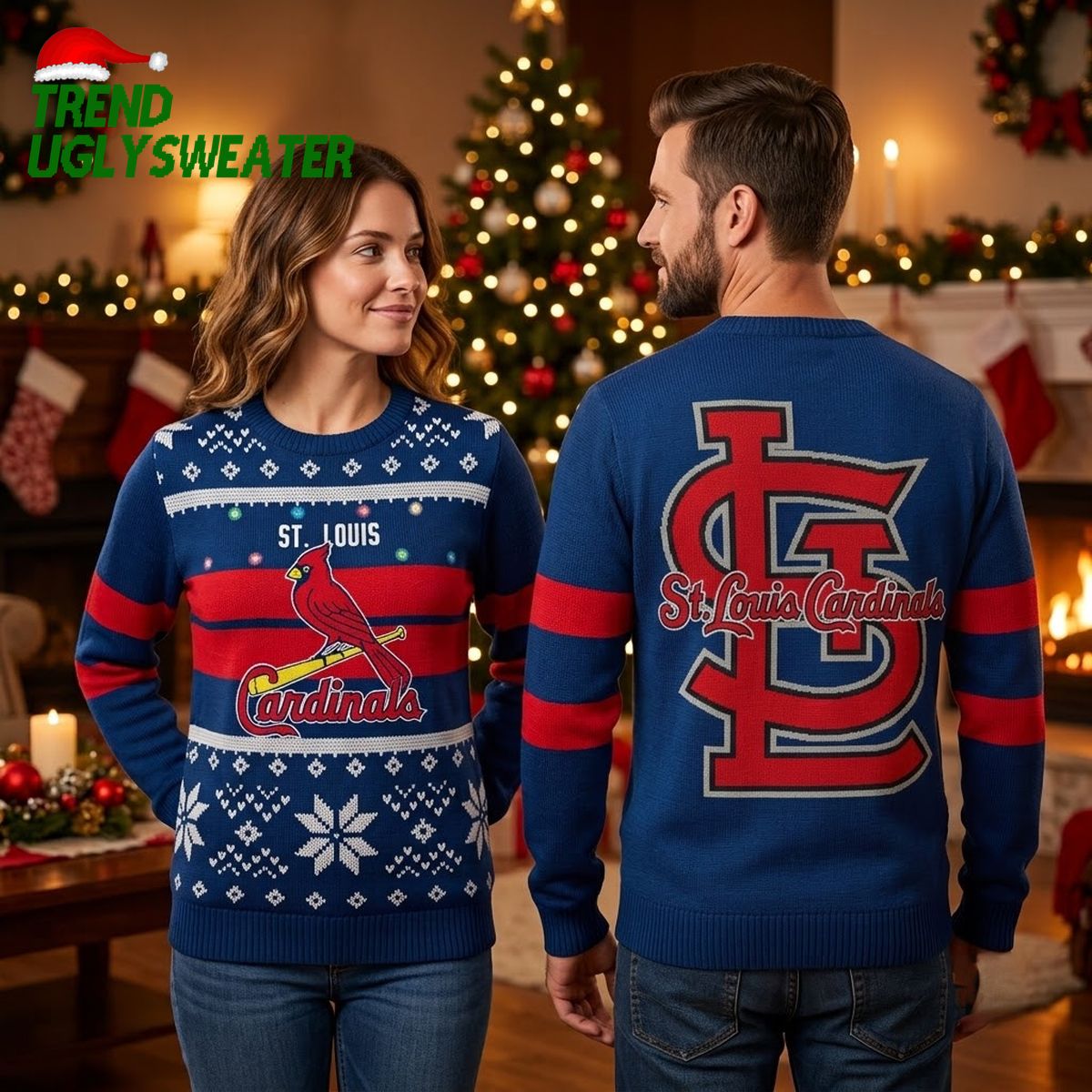 st louis cardinals cardinal logo custom name and number ugly christmas sweater st louis cardinals cardinal logo custom name and number ugly christmas sweater
