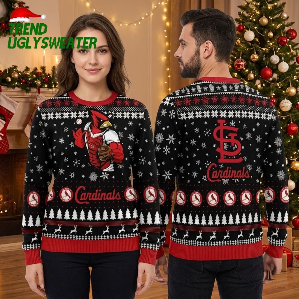 st louis cardinals cardinal warrior baseball ugly christmas sweater