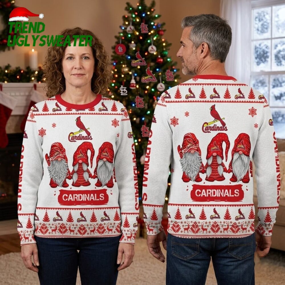 st louis cardinals christmas gnomes ugly christmas sweater