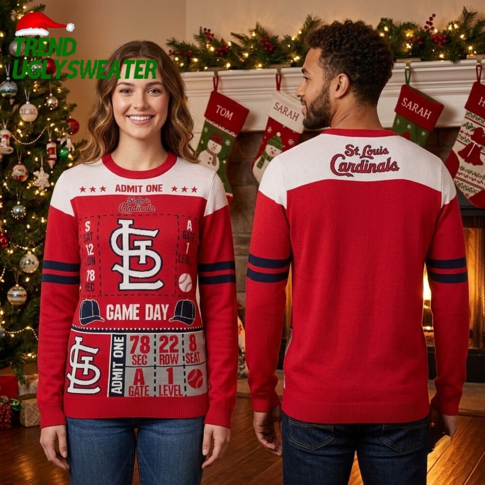 st louis cardinals game day ticket design ugly christmas sweater