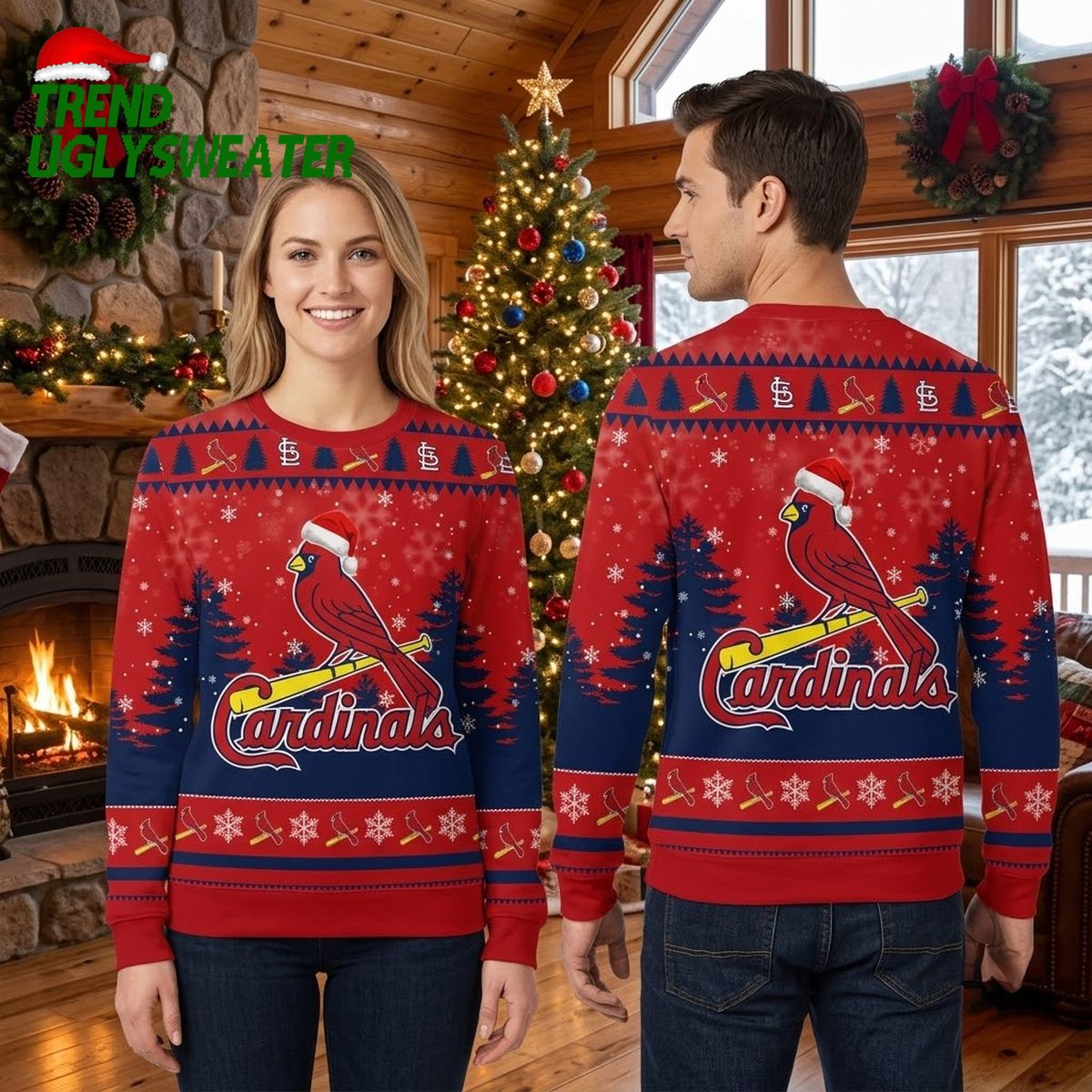 st louis cardinals santa hat cardinal on bat ugly christmas sweater st louis cardinals santa hat cardinal on bat ugly christmas sweater