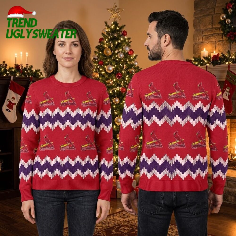 st louis cardinals wavy zigzag logo ugly christmas sweater
