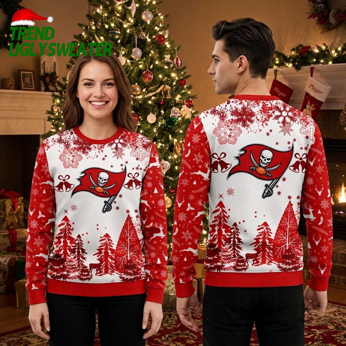 tampa bay buccaneers skull and crossbones christmas tree ugly christmas sweater tampa bay buccaneers skull and crossbones christmas tree ugly christmas sweater