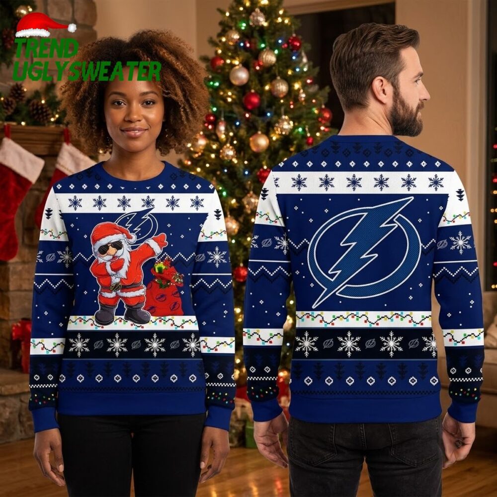 tampa bay lightning santa claus gift sack ugly christmas sweater