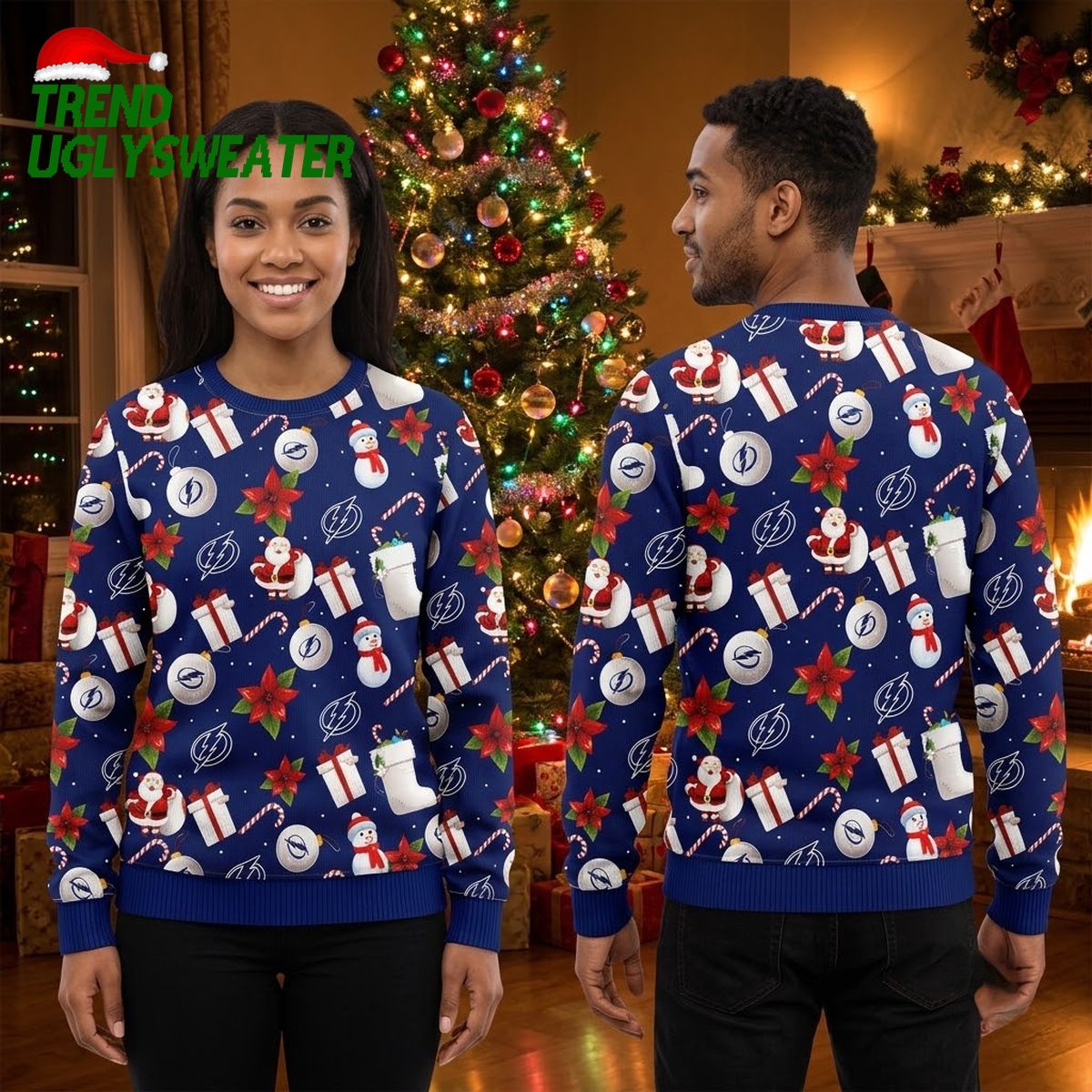 tampa bay lightning santa claus snowman pattern ugly christmas sweater tampa bay lightning santa claus snowman pattern ugly christmas sweater