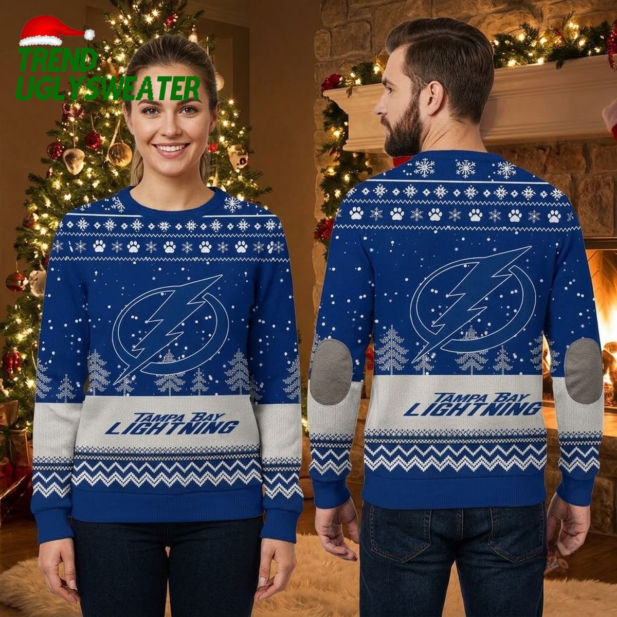 tampa bay lightning snowflake and paw print logo ugly christmas sweater tampa bay lightning snowflake and paw print logo ugly christmas sweater