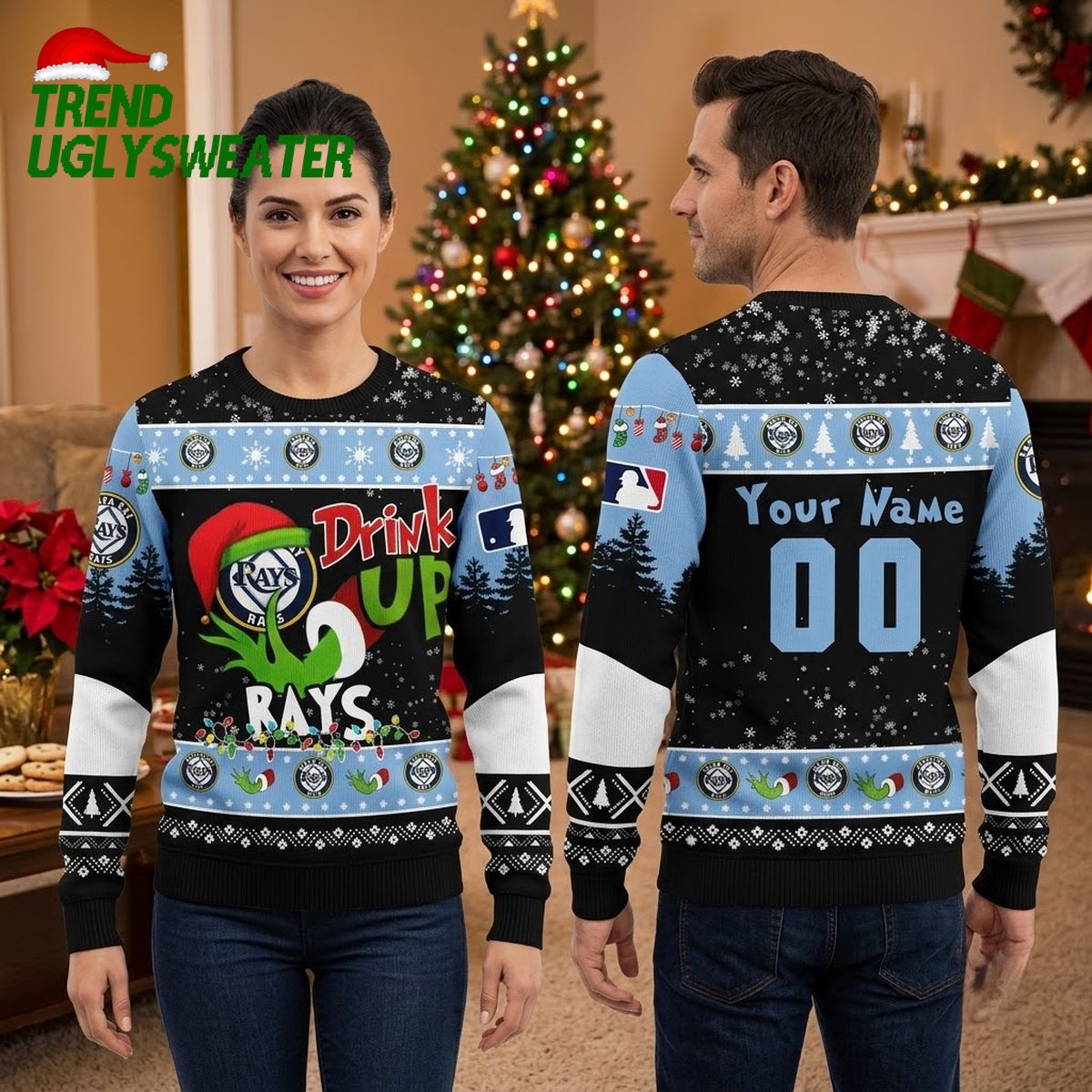 tampa bay rays grinch drink up custom name and number ugly christmas sweater tampa bay rays grinch drink up custom name and number ugly christmas sweater