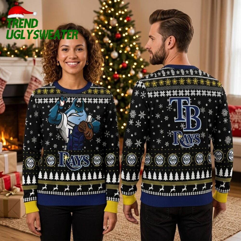 tampa bay rays mascot baseball catcher black ugly christmas sweater