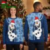 Tampa Bay Rays Olaf Snowman Santa Hat Light Blue Ugly Christmas Sweater 1 tampa bay rays olaf snowman santa hat light blue ugly christmas sweater