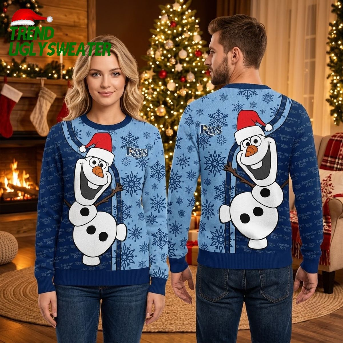 tampa bay rays olaf snowmen in santa hats ugly christmas sweater tampa bay rays olaf snowmen in santa hats ugly christmas sweater