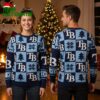 Tampa Bay Rays Patchwork TB Logo Snowflake Navy And Light Blue Ugly Christmas Sweater 2 tampa bay rays patchwork tb logo snowflake navy and light blue ugly christmas sweater