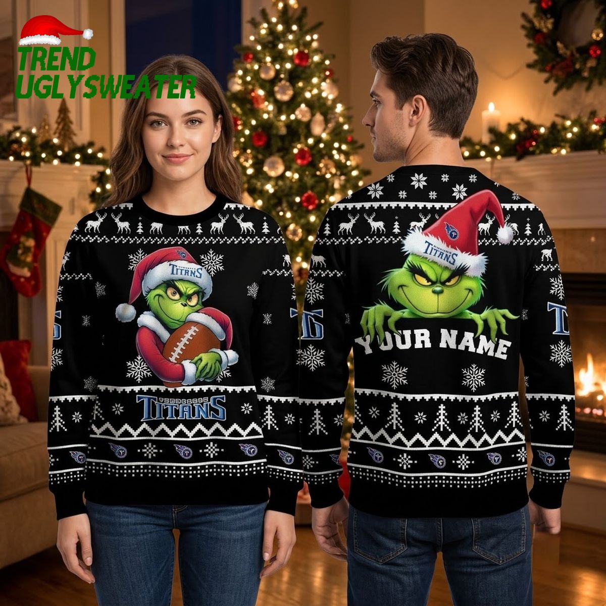 tennessee titans grinch football custom name ugly christmas sweater tennessee titans grinch football custom name ugly christmas sweater