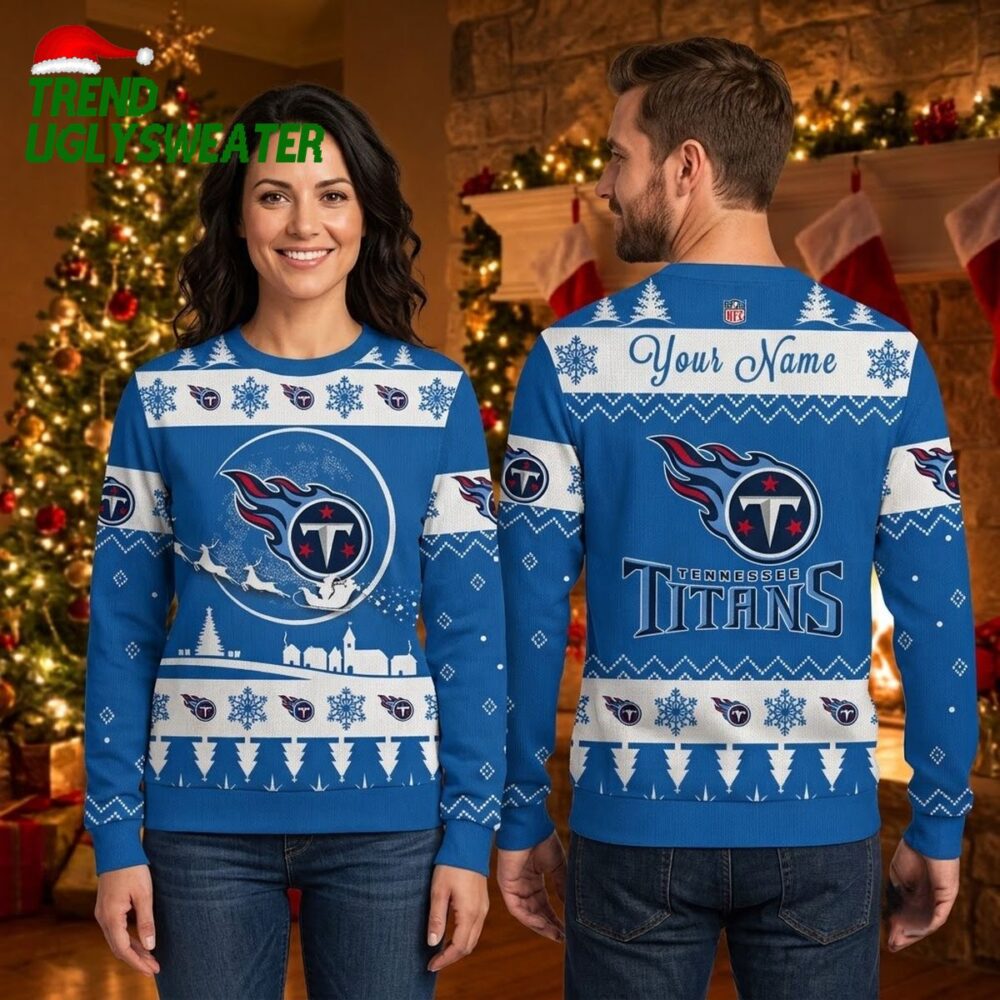 tennessee titans logo snowflake ugly christmas sweater