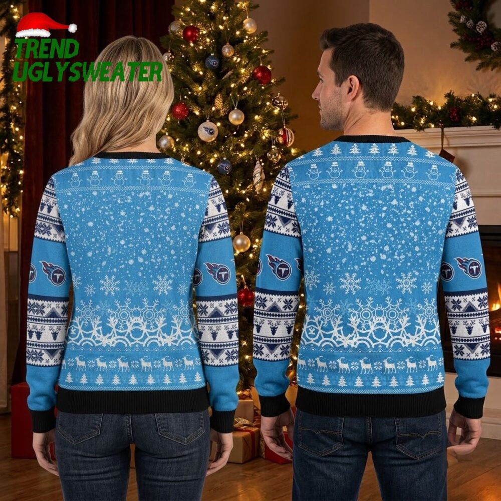 tennessee titans santa in chimney snowflake ugly christmas sweater