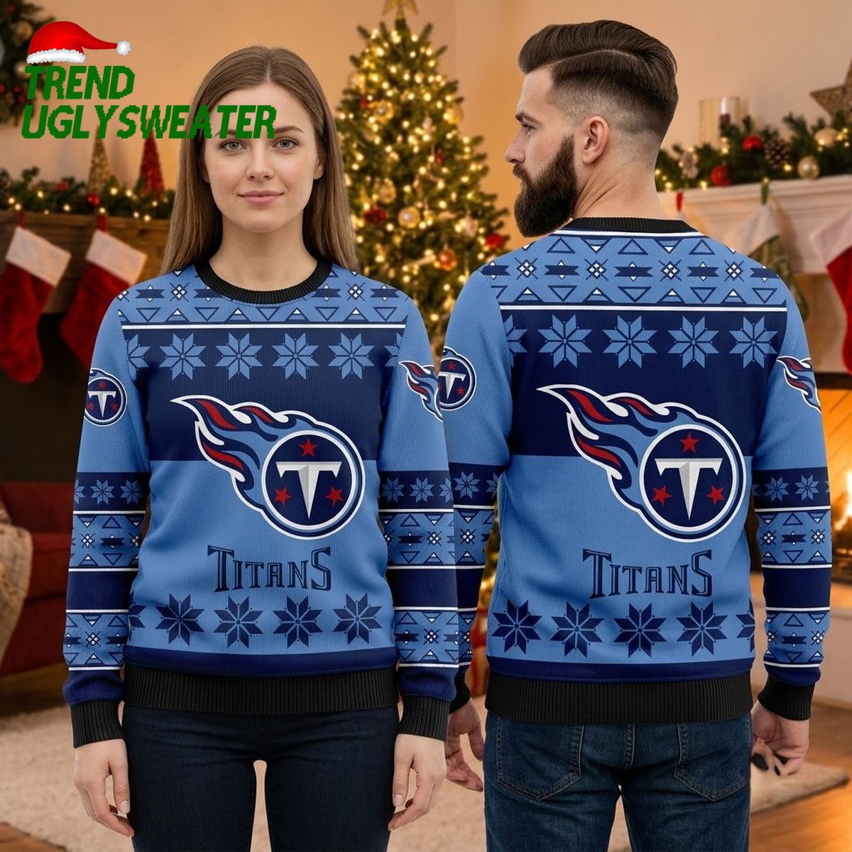 tennessee titans snowflake logo ugly christmas sweater tennessee titans snowflake logo ugly christmas sweater