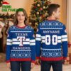 Texas Rangers Custom Name And Number Snowflake Ugly Christmas Sweater 1 texas rangers custom name and number snowflake ugly christmas sweater