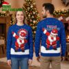 texas rangers dabbing santa snowflakes blue ugly christmas sweater