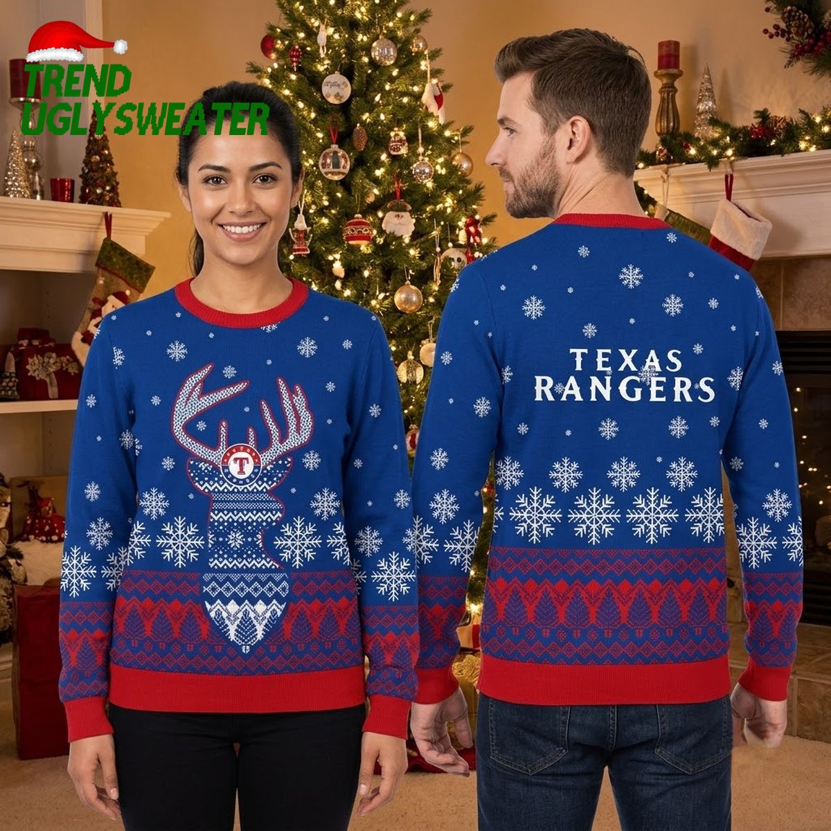 texas rangers reindeer and snowflakes ugly christmas sweater texas rangers reindeer and snowflakes ugly christmas sweater