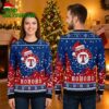 texas rangers santa hat logo custom name ho ho ho ugly christmas sweater