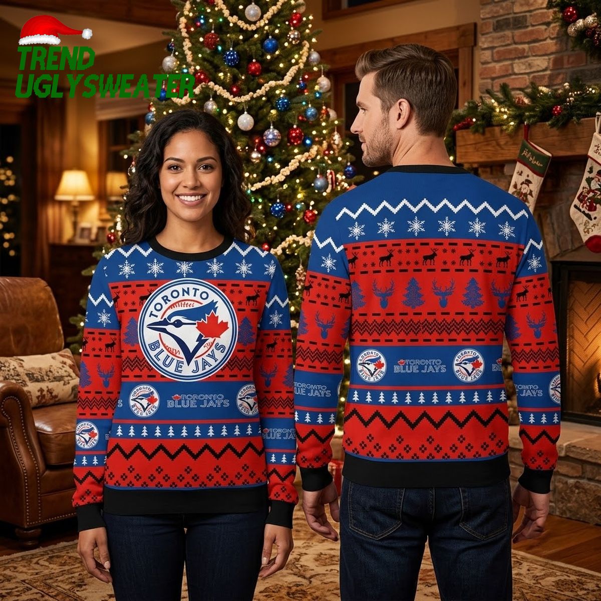 toronto blue jays logo snowflake and reindeer pattern ugly christmas sweater toronto blue jays logo snowflake and reindeer pattern ugly christmas sweater