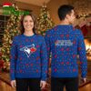 Toronto Blue Jays Logo Snowy Red Trees Ugly Christmas Sweater 1 toronto blue jays logo snowy red trees ugly christmas sweater