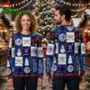 Toronto Blue Jays Patchwork Snowmen Ugly Christmas Sweater 1 toronto blue jays patchwork snowmen ugly christmas sweater