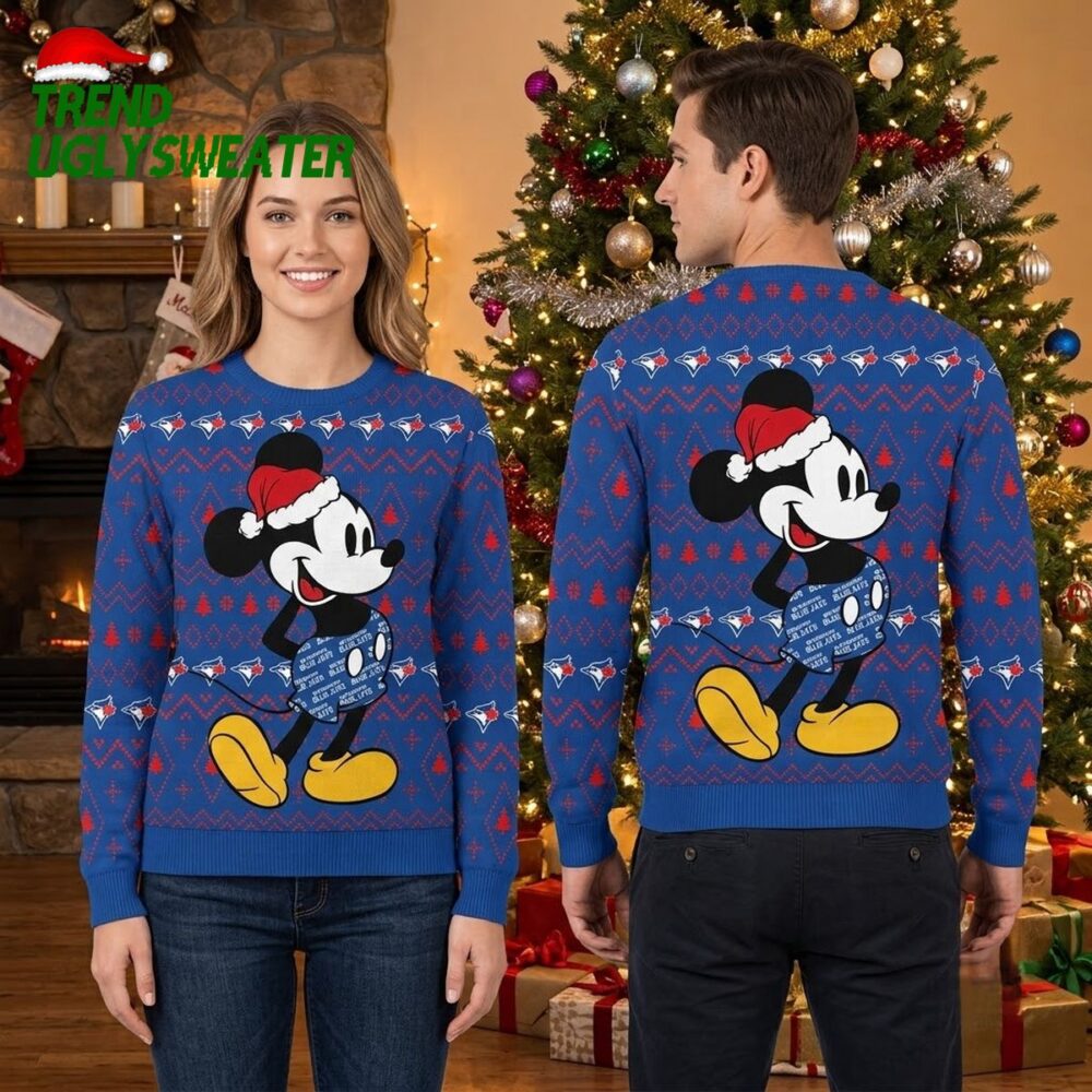 toronto blue jays santa mickey ugly christmas sweater