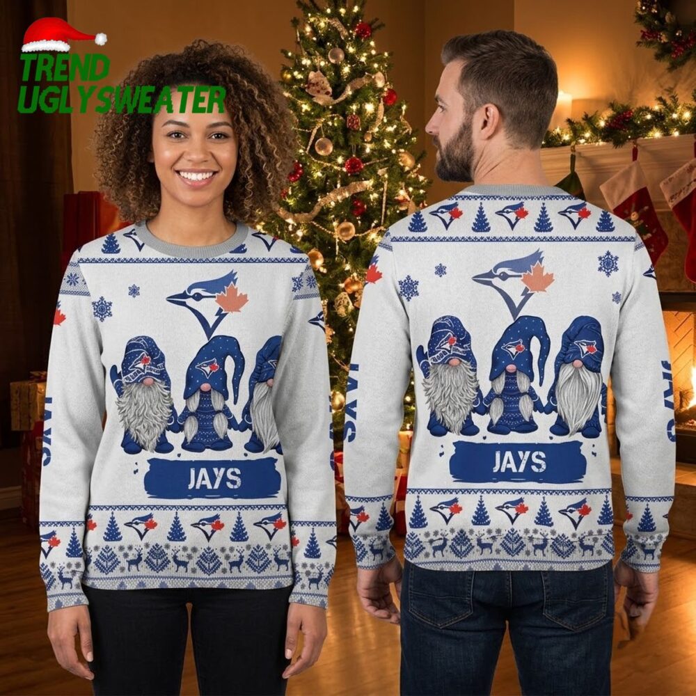 toronto blue jays three gnomes ugly christmas sweater