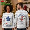 Toronto Maple Leafs Snoopy Christmas Skating White Ugly Christmas Sweater 1 toronto maple leafs snoopy christmas skating white ugly christmas sweater