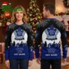 Toronto Maple Leafs Snowy Village Custom Name Black And Blue Ugly Christmas Sweater 2 toronto maple leafs snowy village custom name black and blue ugly christmas sweater