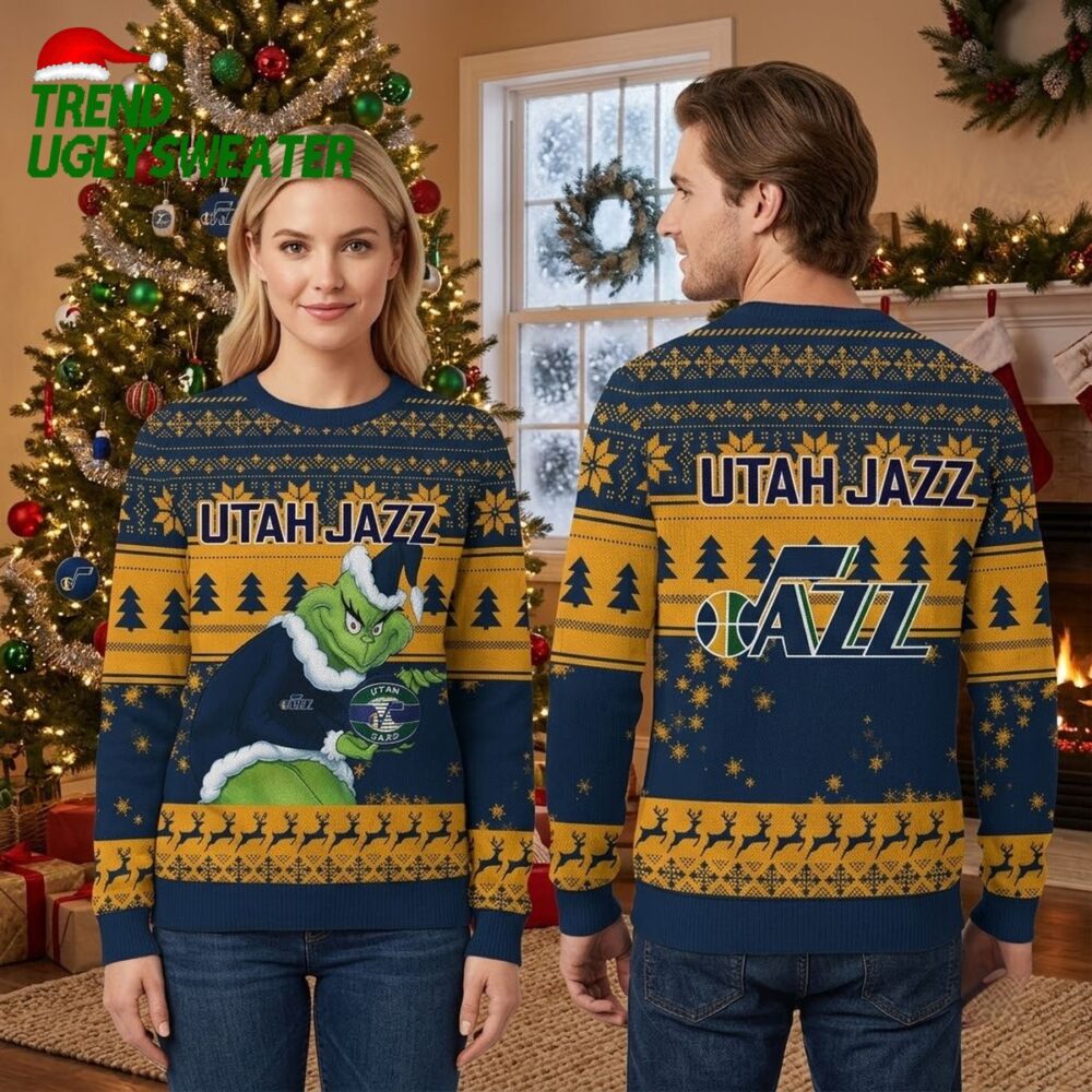 utah jazz grinch in jersey ugly christmas sweater