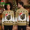 Vegas Golden Knights Santa Hat Logo Ugly Christmas Sweater 1 vegas golden knights santa hat logo ugly christmas sweater