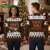 Washington Commanders Custom Name Snowy Village Ugly Christmas Sweater 1 washington commanders custom name snowy village ugly christmas sweater