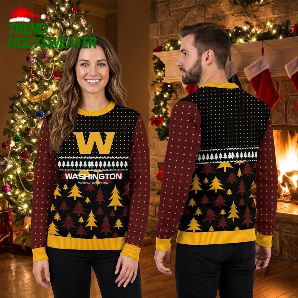 washington football team christmas trees ugly christmas sweater