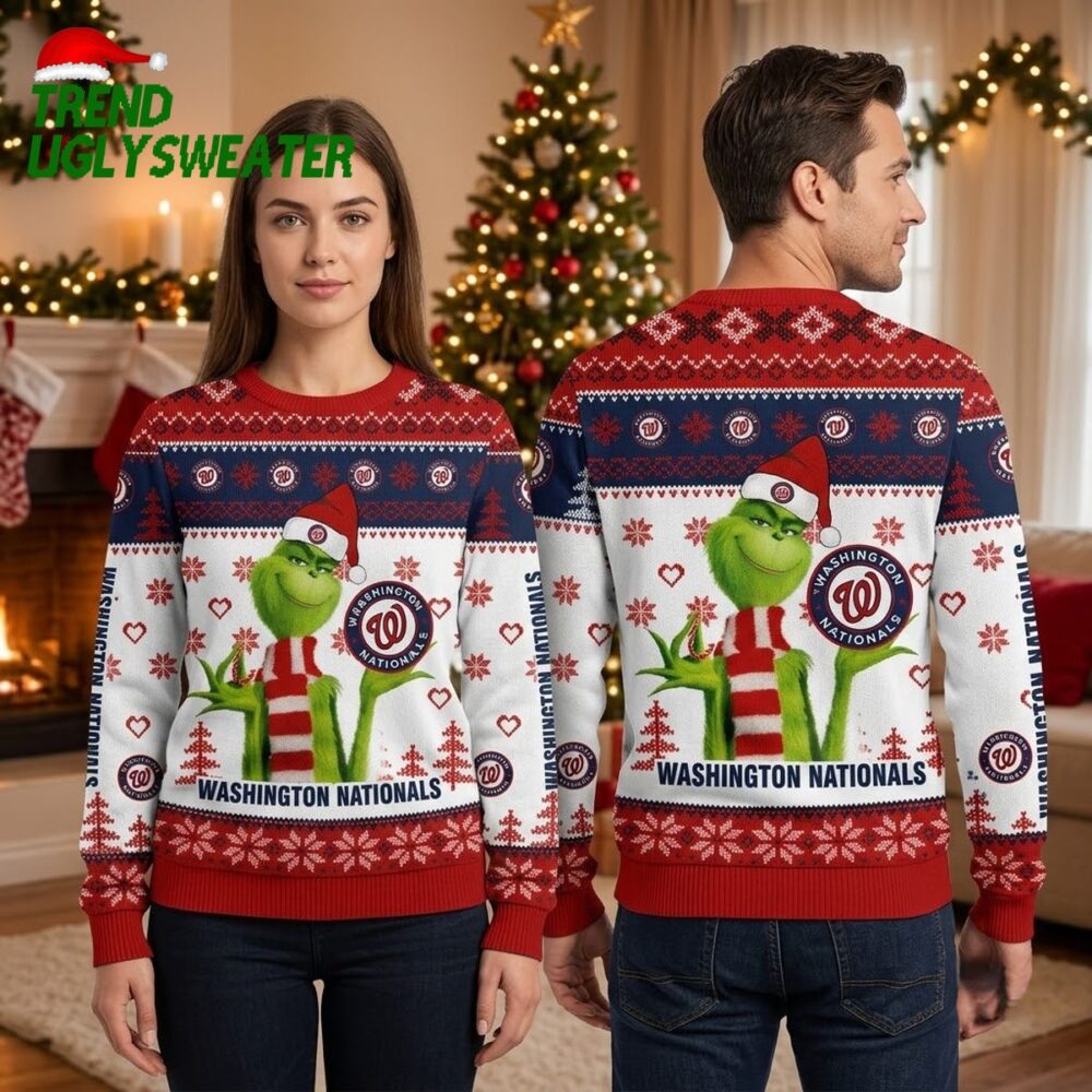 washington nationals grinch santa hat red ugly christmas sweater