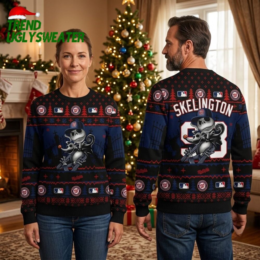 washington nationals jack skellington ugly christmas sweater