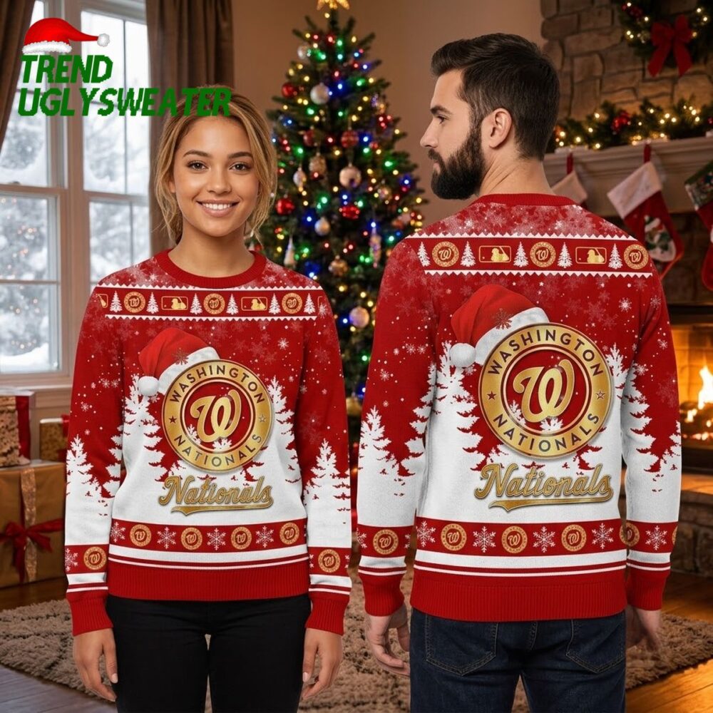 washington nationals logo santa hat ugly christmas sweater