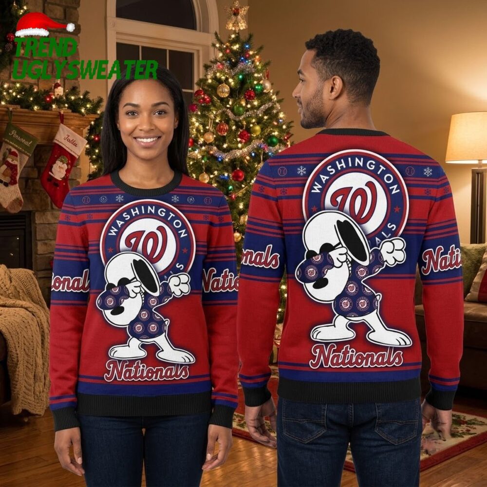 washington nationals snoopy dab baseball ugly christmas sweater